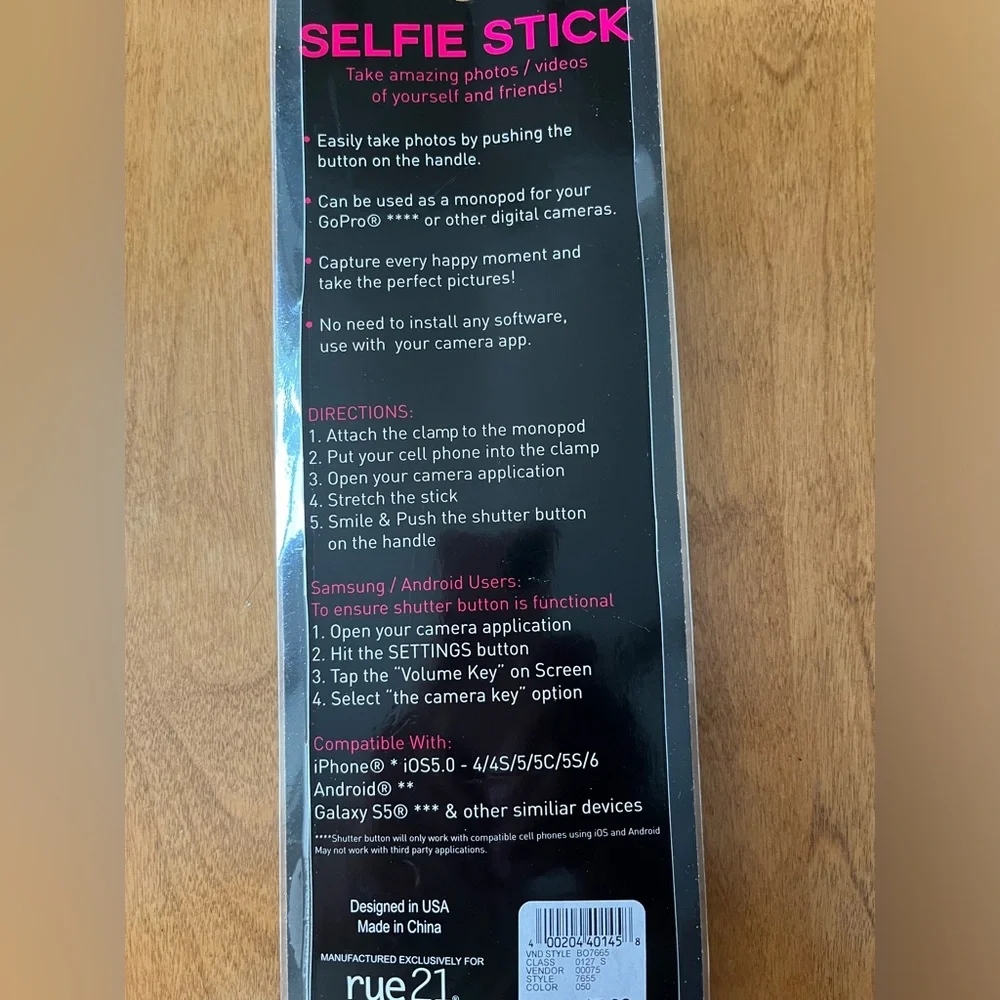 Selfie Stick by Rue 21. Purple New in original package.